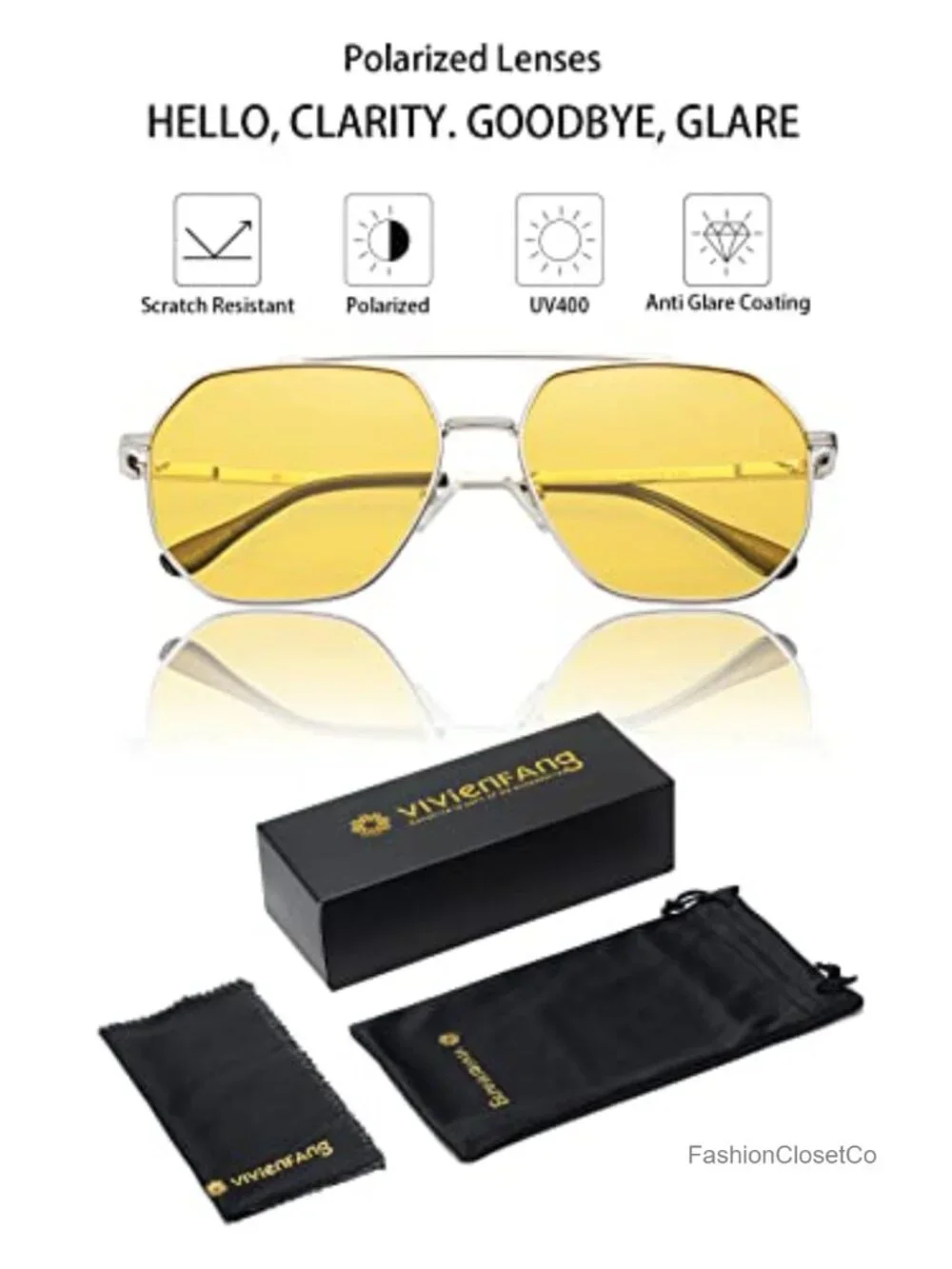 Oversized Square Polarized Sunglasses Unisex UV400 Metal Frame